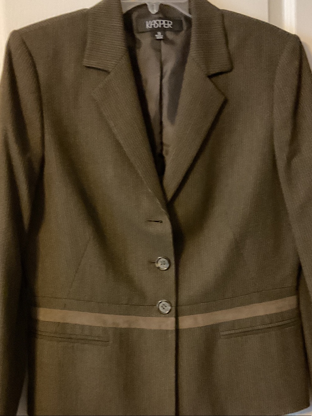 Kasper Women's Olive brown Blazer with Contrast Waist Stripe